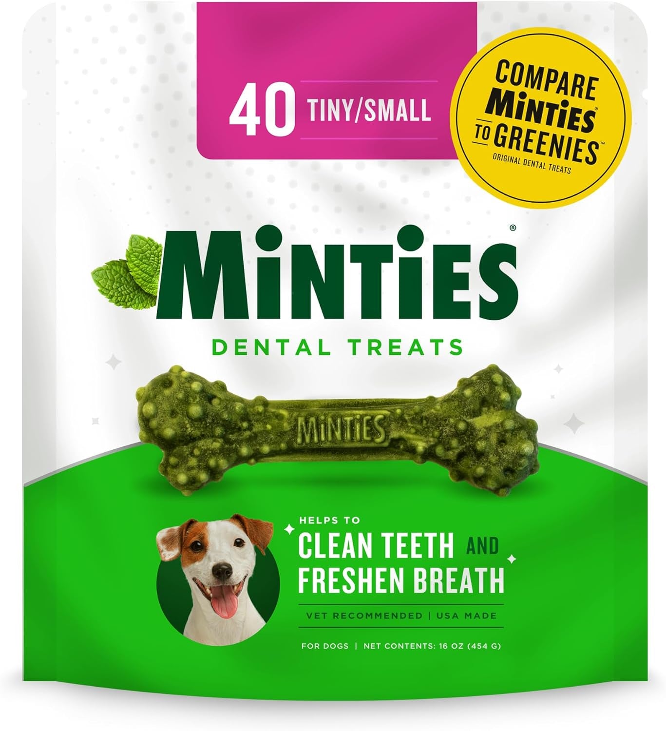 Vetiq Dog Dental Bone Treats, Dental Chews for Dogs, (Perfect for Tiny/Small Dogs under 40 Lbs)