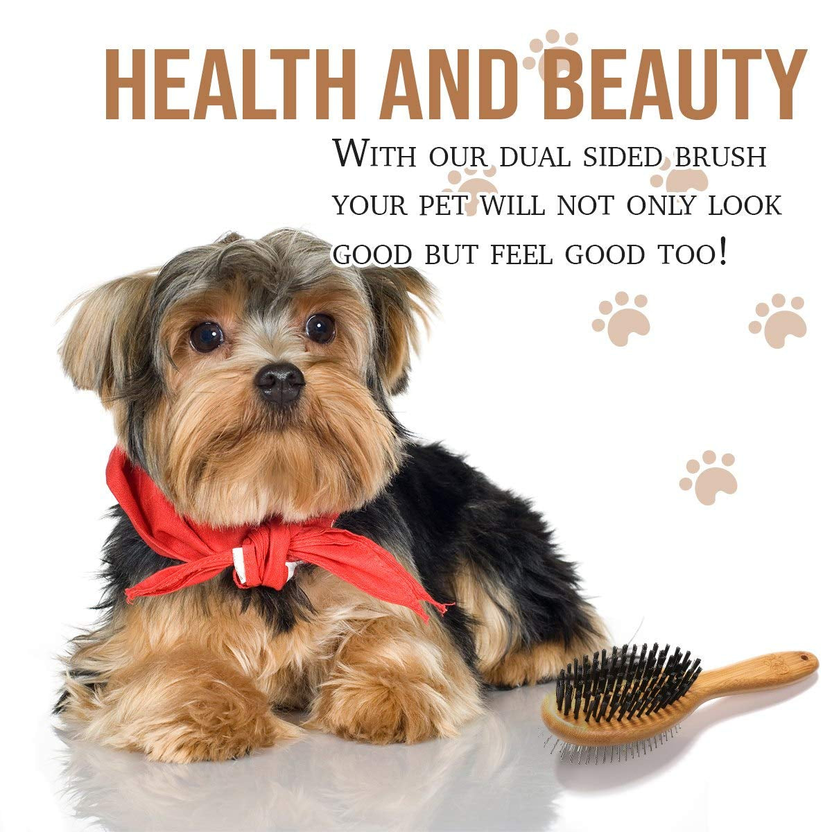 Dog Brush, Double Sided Pet Slicker Brush with Bamboo Handle for Dogs and Cats Long Hair Pets Grooming Comb for Removing Shedding, Tangles and Dead Undercoat