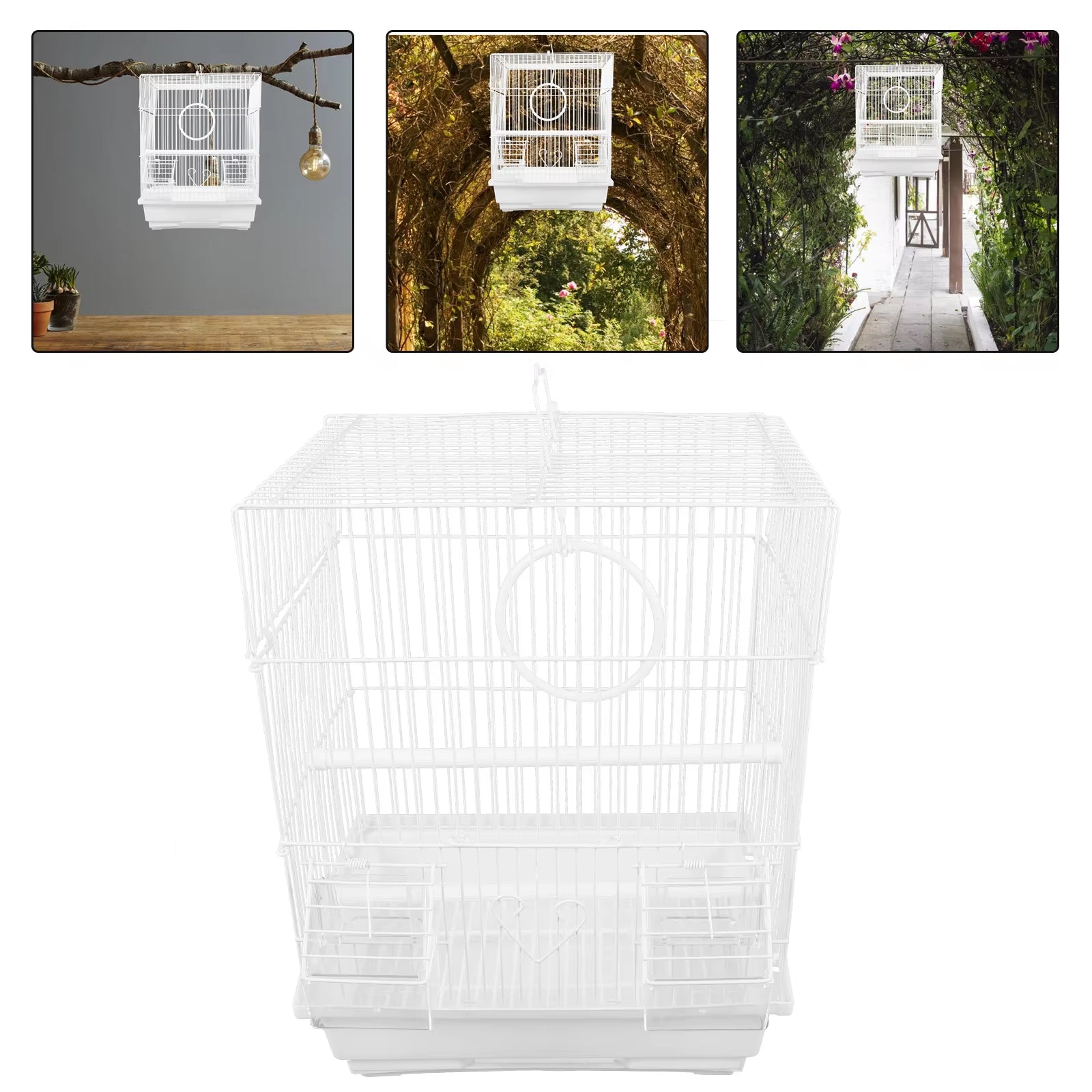 Birdcage Outing Parrot Cockatiel Wire Pet Cages for Birds Travel Carrier Wrought Iron Handheld Carrying Thrush Parrot Cage