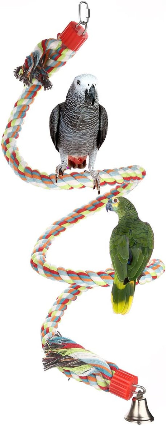 Bird Perch, Large Parrot Toys 63 Inch Climbing Rope Bungee Bird Toys