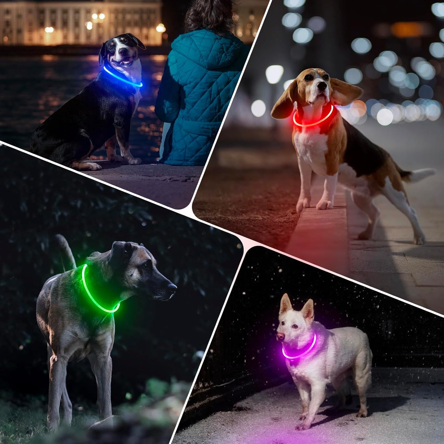 Light up Dog Collars - Rechargeable LED Dog Collar, Glowing Puppy Collar, TPU Cuttable Dog Walking Lights for Small Medium and Large Dogs (Pink-Ii)