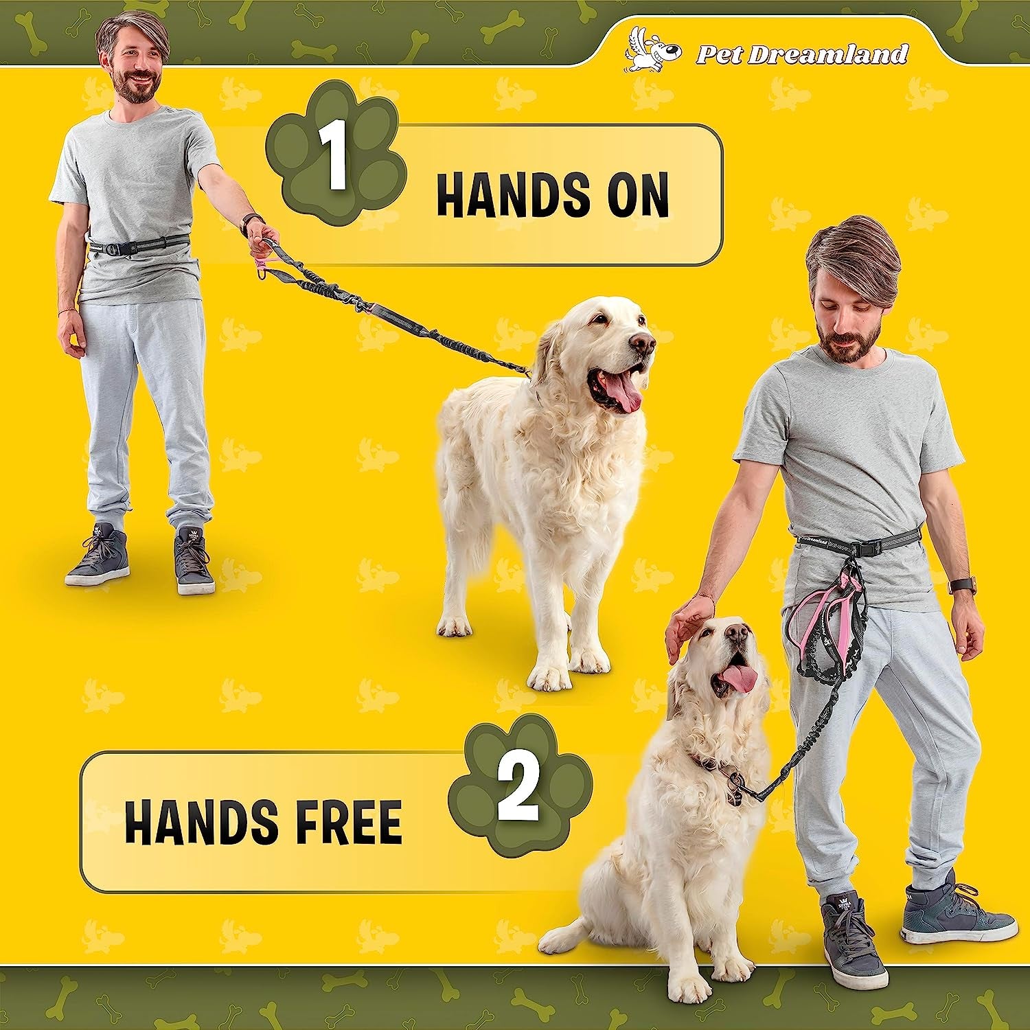 Exquisite Hands Free Dog Leash for Large Dogs | Waist Leash for Dog Walking | No Pull Dog Leash | Dog Hiking Gear | Service Dog Leash | Bungee Dog Leash | Dog Running Leash Hands Free