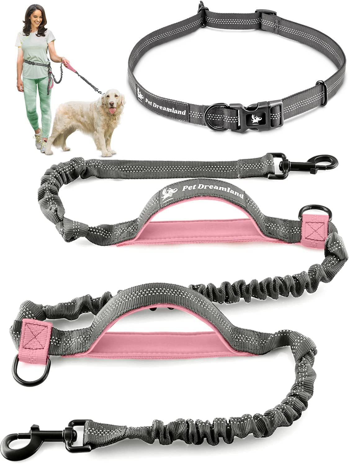 Exquisite Hands Free Dog Leash for Large Dogs | Waist Leash for Dog Walking | No Pull Dog Leash | Dog Hiking Gear | Service Dog Leash | Bungee Dog Leash | Dog Running Leash Hands Free