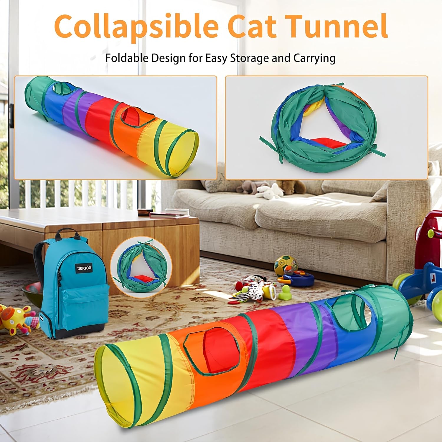 Cat Toys for Indoor Cats Interactive, 25 Assorted Cat Stuff Toys Pack Including Crinkle Tunnel Ball Wand Teaser Feather Mouse Mice Spring Assortment Kit for Cats Kittens Rabbits Puppies