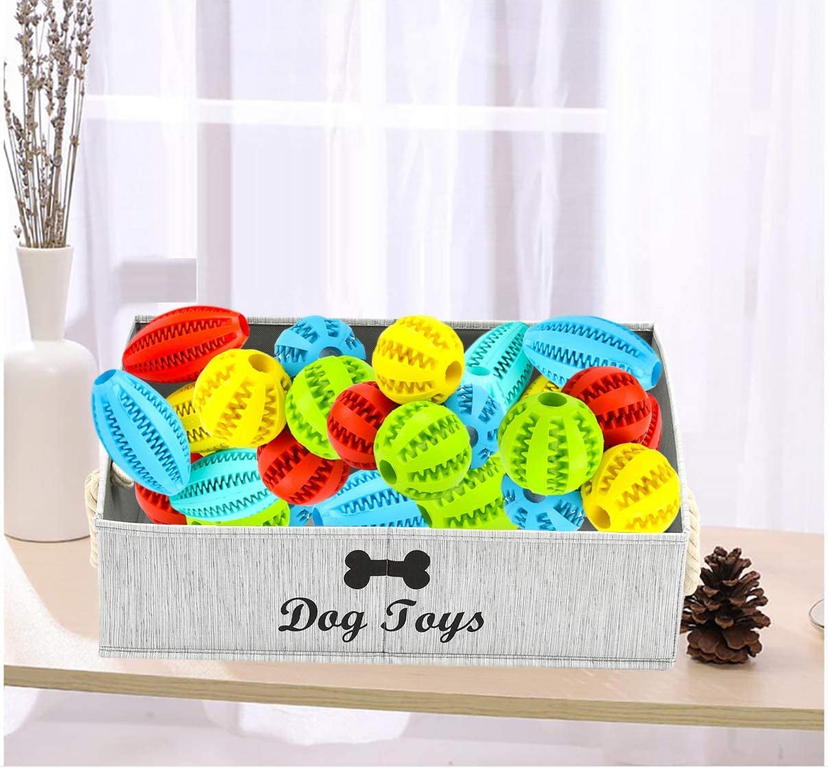 Canvas Pet Toy and Accessory Storage Bin, Basket Chest Organizer - Perfect for Organizing Pet Toys, Blankets, Leashes and Food 0605