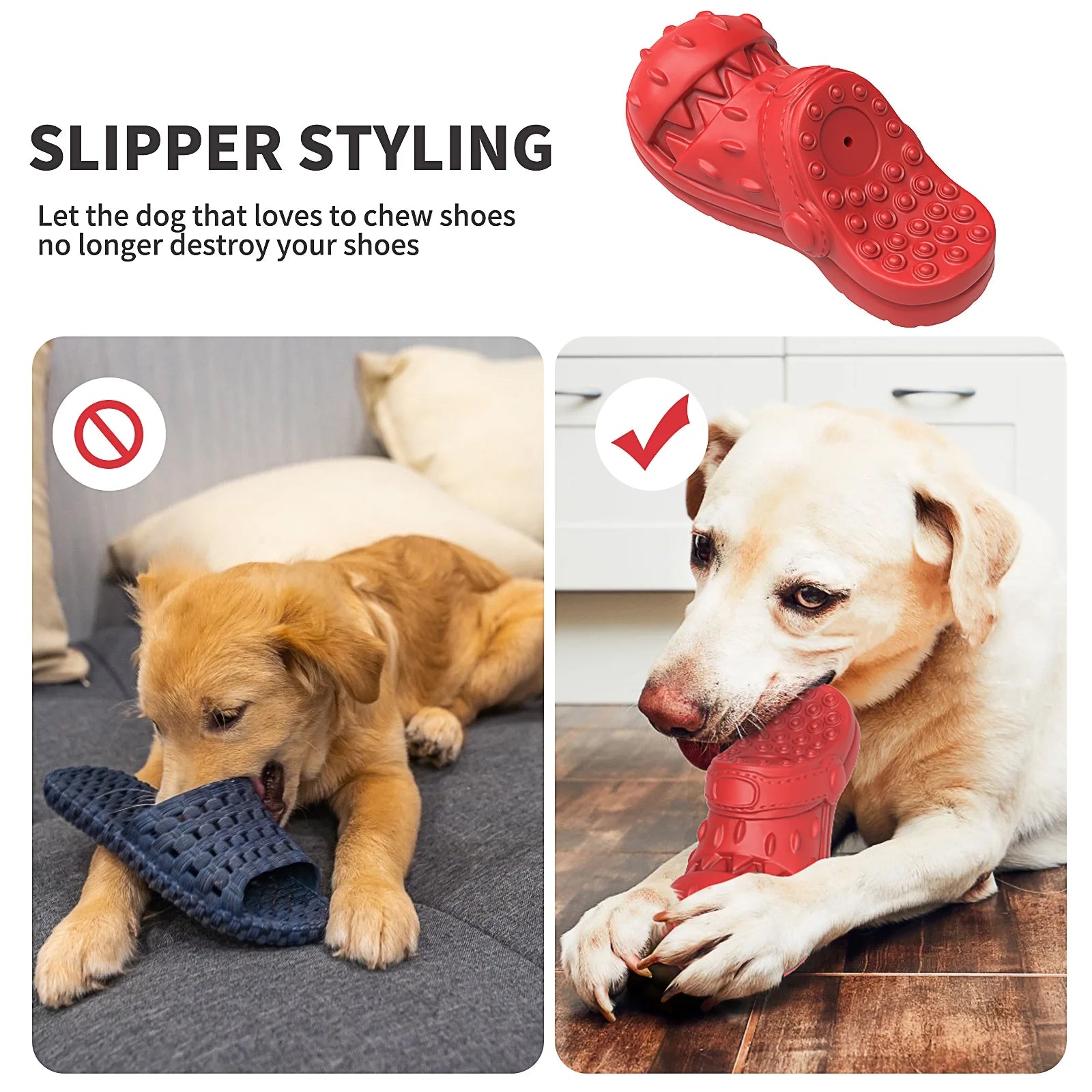 Squeaky Dog Toys Dog Chew Toy for Aggressive Chewer, Teeth Cleaning Shoe Shape Squeaky Dog Toys